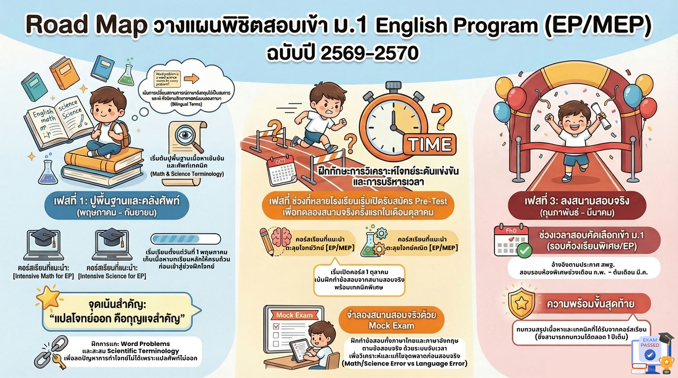 คอร์สเรียนเตรียมสอบเข้า ม.1 ห้องพิเศษ EP